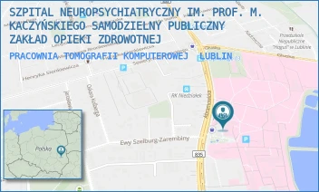 PRACOWNIA TOMOGRAFII KOMPUTEROWEJ - SZPITAL NEUROPSYCHIATRYCZNY IM. PROF. M. KACZYŃSKIEGO SAMODZIELNY PUBLICZNY ZAKŁAD OPIEKI ZDROWOTNEJ - ABRAMOWICKA 2,  LUBLIN