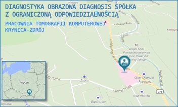 PRACOWNIA TOMOGRAFII KOMPUTEROWEJ - DIAGNOSTYKA OBRAZOWA DIAGNOSIS SPÓŁKA Z OGRANICZONĄ ODPOWIEDZIALNOŚCIĄ - JÓZEFA IGNACEGO KRASZEWSKIEGO 142, KRYNICA-ZDRÓJ
