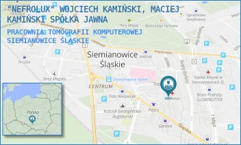 PRACOWNIA TOMOGRAFII KOMPUTEROWEJ - "NEFROLUX" WOJCIECH KAMIŃSKI, MACIEJ KAMIŃSKI SPÓŁKA Z OGRANICZONĄ ODPOWIEDZIALNOŚCIĄ - UL. SZPITALNA 6,  SIEMIANOWICE ŚLĄSKIE
