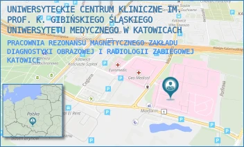 PRACOWNIA REZONANSU MAGNETYCZNEGO ZAKŁADU DIAGNOSTYKI OBRAZOWEJ I RADIOLOGII ZABIEGOWEJ - UNIWERSYTECKIE CENTRUM KLINICZNE IM. PROF. K. GIBIŃSKIEGO ŚLĄSKIEGO UNIWERSYTETU MEDYCZNEGO W KATOWICACH - UL. CEGLANA 35,  KATOWICE