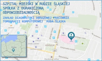 ZAKŁAD DIAGNOSTYKI OBRAZOWEJ PRACOWNIA TOMOGRAFII KOMPUTEROWEJ - SZPITAL MIEJSKI W RUDZIE ŚLĄSKIEJ SPÓŁKA Z OGRANICZONĄ ODPOWIEDZIALNOŚCIĄ - UL. WINCENTEGO LIPA 2,  RUDA ŚLĄSKA