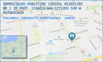 PRACOWNIA TOMOGRAFII KOMPUTEROWEJ - SAMODZIELNY PUBLICZNY SZPITAL KLINICZNY NR 1 IM PROF. STANISŁAWA SZYSZKO SUM W KATOWICACH - UL. 3 MAJA 13-15,  ZABRZE