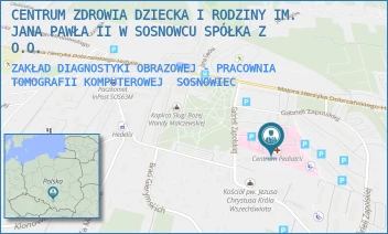 ZAKŁAD DIAGNOSTYKI OBRAZOWEJ - PRACOWNIA TOMOGRAFII KOMPUTEROWEJ - CENTRUM ZDROWIA DZIECKA I RODZINY IM. JANA PAWŁA II W SOSNOWCU SPÓŁKA Z O.O. - UL. G.ZAPOLSKIEJ 3,  SOSNOWIEC