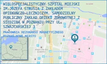 PRACOWNIA REZONANSU MAGNETYCZNEGO - WIELOSPECJALISTYCZNY SZPITAL MIEJSKI IM.JÓZEFA STRUSIA Z ZAKŁADEM OPIEKUŃCZO-LECZNICZYM. SAMODZIELNY PUBLICZNY ZAKŁAD OPIEKI ZDROWOTNEJ Z SIEDZIBĄ W POZNANIU PRZY UL. SZWAJCARSKIEJ 3 - SZWAJCARSKA 3,  POZNAŃ-NOWE MIASTO
